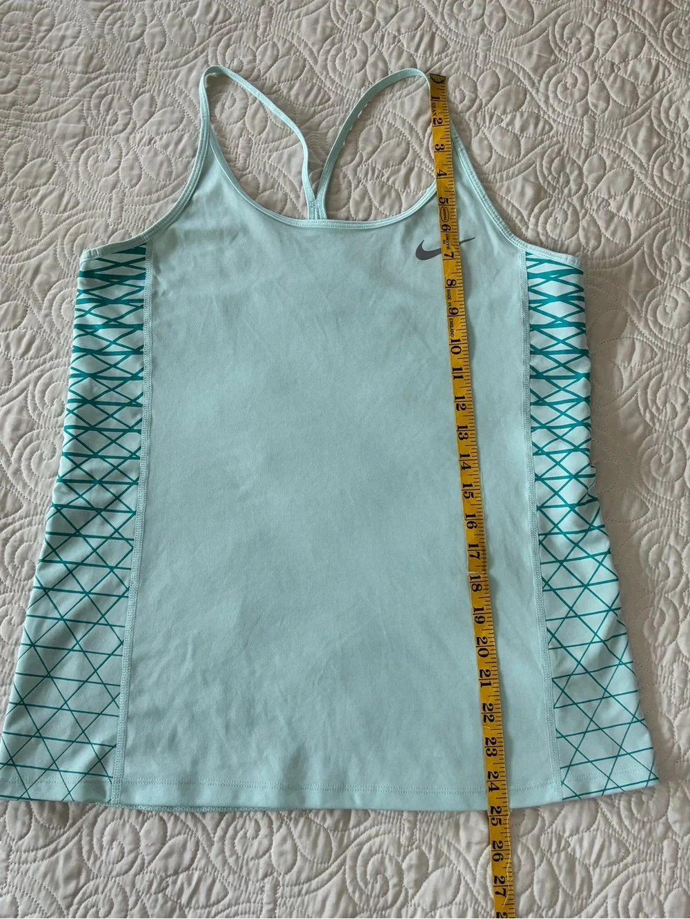 Nike Light Mint Dri Fit Racerback Tank with Geometric Side Panels
